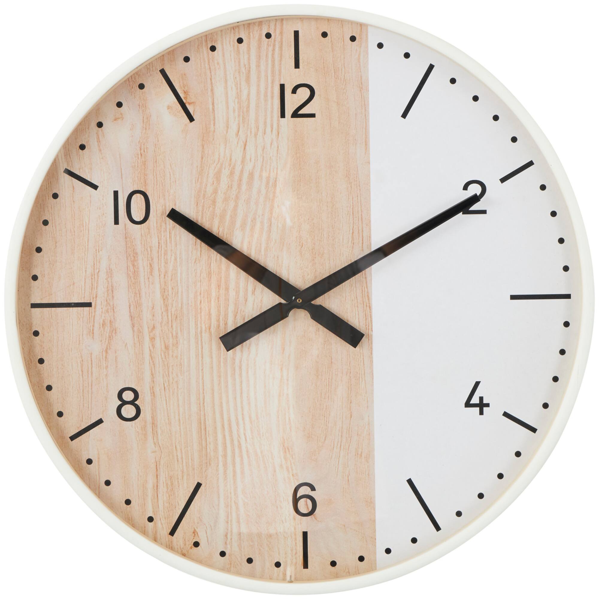 23.5" Woodgrain & White 2-Tone Wall Clock